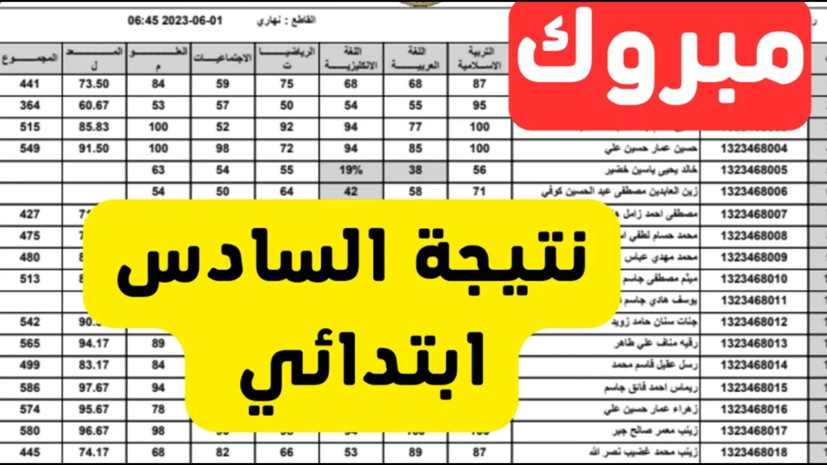 “اعرف نتيجتك بسرعة” بالاسم فقط.. نتائج الصف السادس الابتدائي الدور الأول عقيل وساف والكرخ وجميع المحافظات 2024